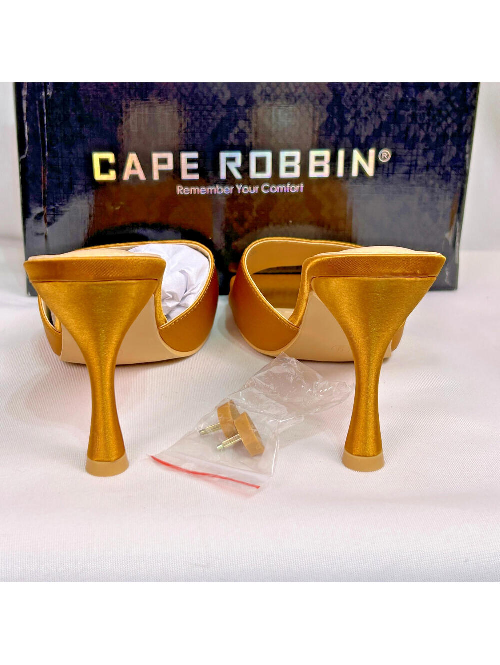 Cape Robbin Mustard Yellow Satin Open-Toe Mules - Picture 3 of 6